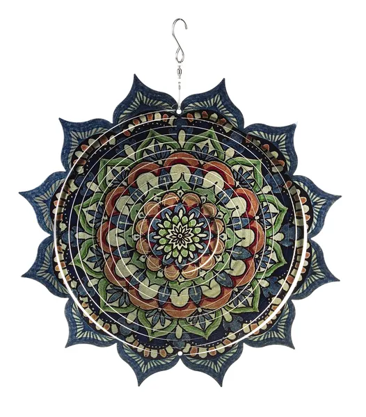 Zen Harmony 12" Stainless Steel Mandala Wind Spinner with Hanging Hook